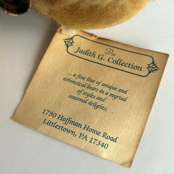 Vintage Boyds Bear From Judith G Collection Wearing Plaid Dress & Bow - Picture 6 of 12